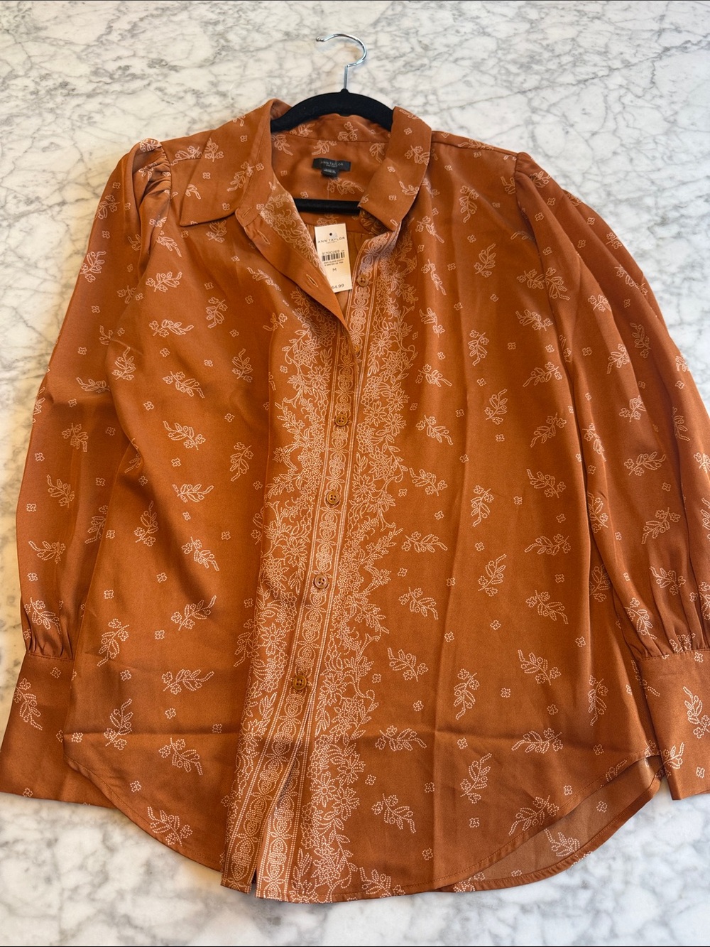 NWT Ann Taylor Rust Floral Print Blouse